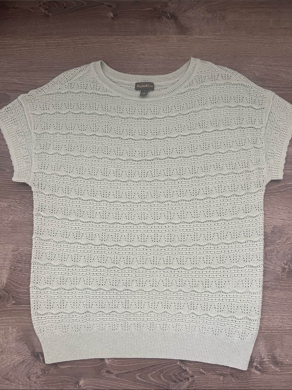 Style & Co. Mint Green Open-Knit Sweater Top